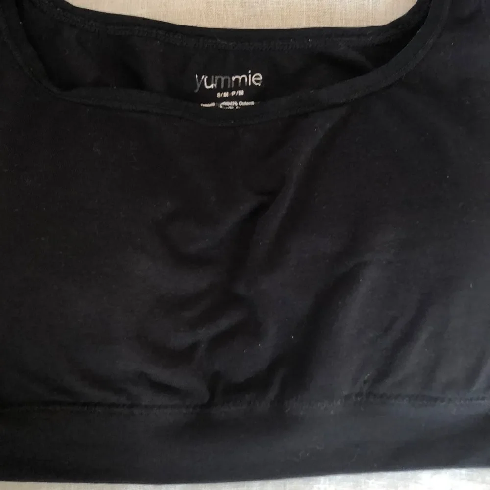 Yummie Black Full Coverage Sports Bra Sz S/M